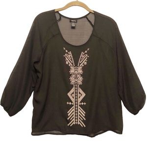 Rue21 Black and Cream Sheer Top